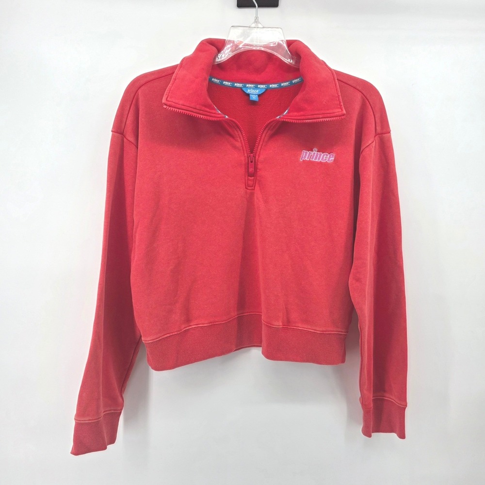 Prince Pickleball Orange Quarter Zip Pullover Sweatshirt Cropped Top‎ Women's XL - Picture 2 of 7